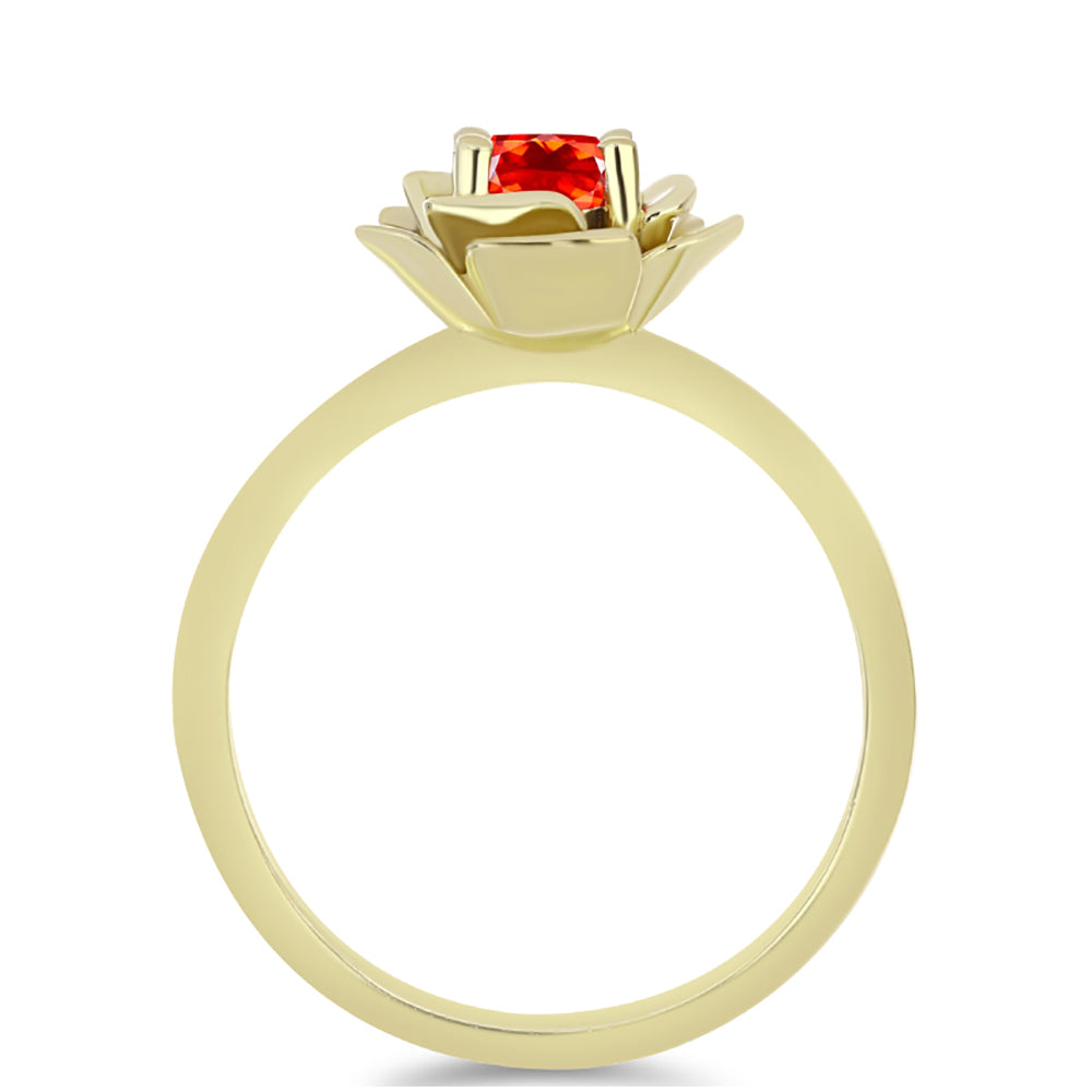 Anillo de Plata Bañada en Oro con Ópalo Rojo etíope de Lega Dembi