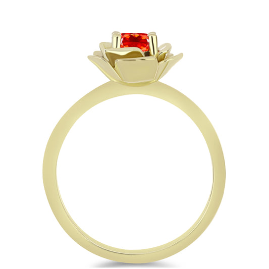 Anillo de Plata Bañada en Oro con Ópalo Rojo etíope de Lega Dembi