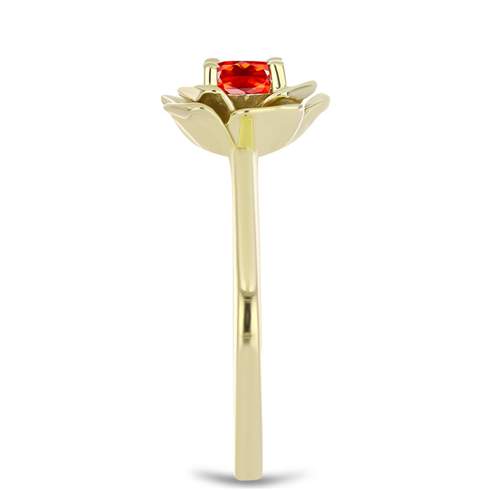 Anillo de Plata Bañada en Oro con Ópalo Rojo etíope de Lega Dembi 4 