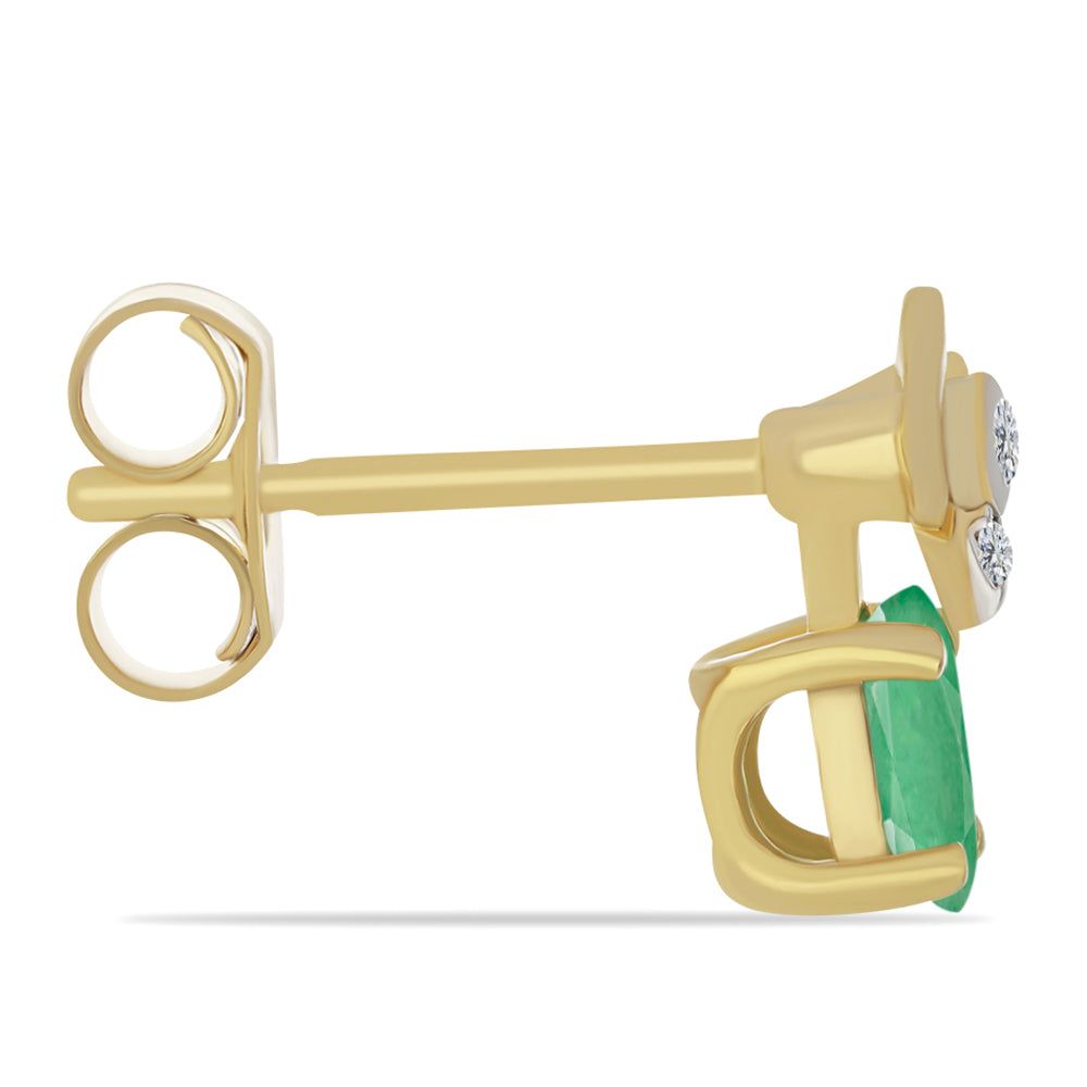 Pendientes de Plata Bañada en Oro con Esmeralda de Brasil y Zircón Blanco 2 
