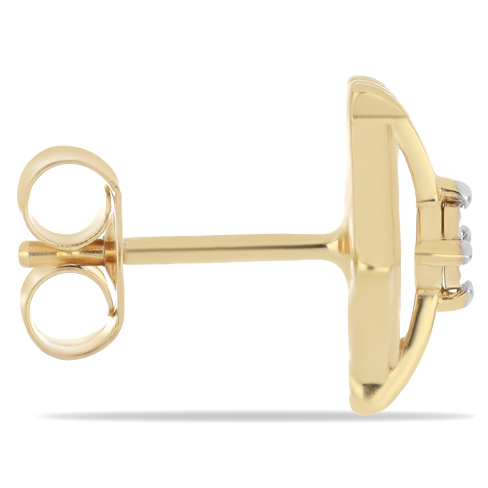 Pendientes de Plata Bañada en Oro con Diamante blanco