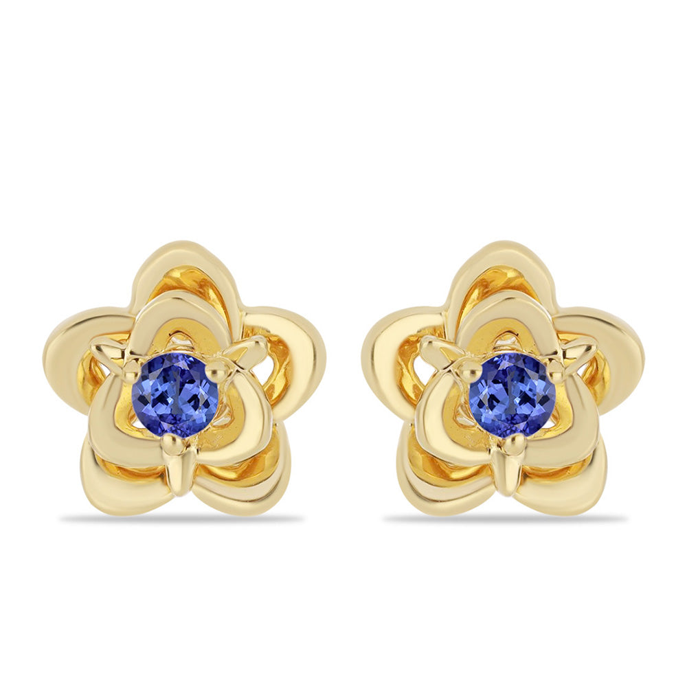 Pendientes de Plata Bañada en Oro con Tanzanita