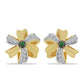 Pendientes de Plata Bañada en Oro con Diamante Verde y Zircón Blanco