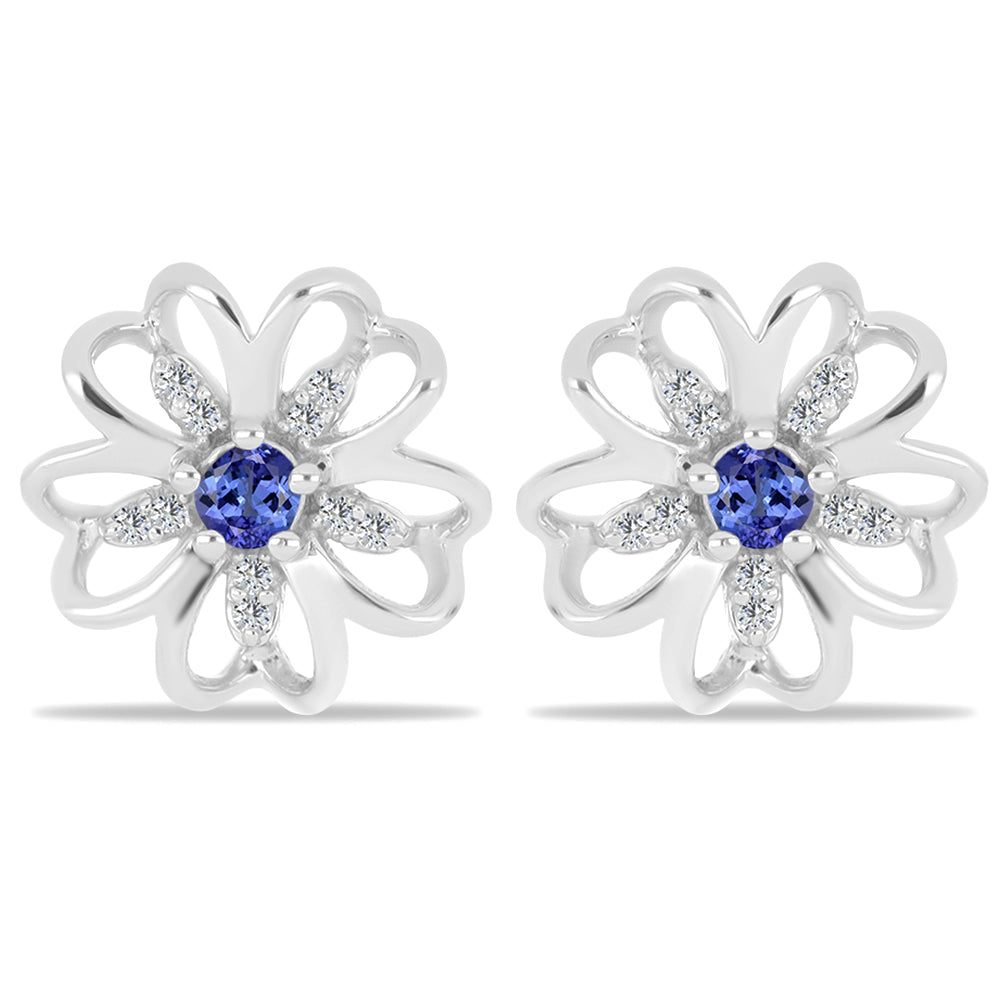 Pendientes de Plata con Tanzanita y Zircón Blanco 1 