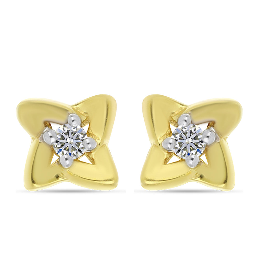 Pendientes de Plata Bañada en Oro con Diamante blanco 1 