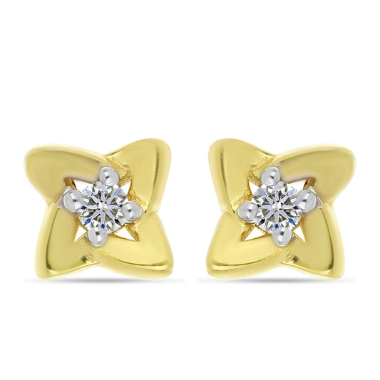 Pendientes de Plata Bañada en Oro con Diamante blanco