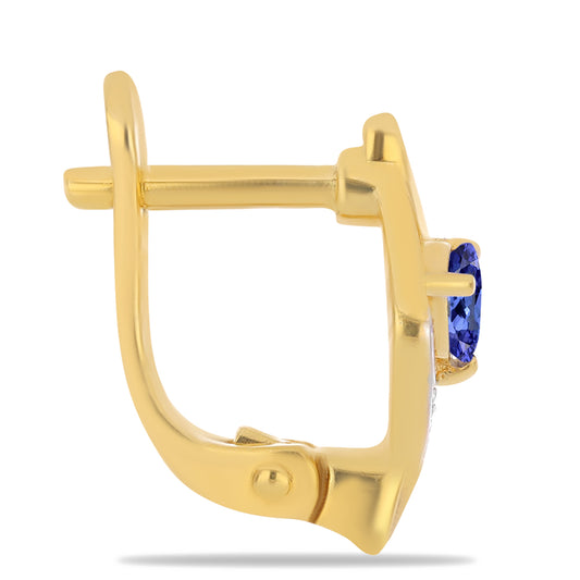 Pendientes de Plata Bañada en Oro con Tanzanita y Zircón Blanco