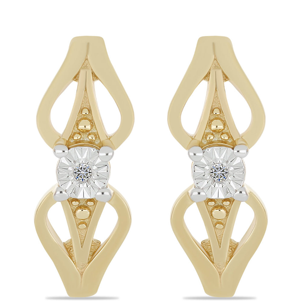 Pendientes de Plata Bañada en Oro con Diamante blanco 1 