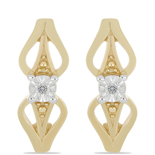 Pendientes de Plata Bañada en Oro con Diamante blanco