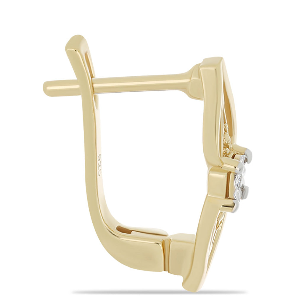 Pendientes de Plata Bañada en Oro con Diamante blanco 2 