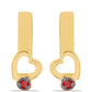 Pendientes de Plata Bañada en Oro con Diamante Rojo