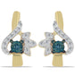 Pendientes de Plata Bañada en Oro con Diamante Azul y Zircón Blanco