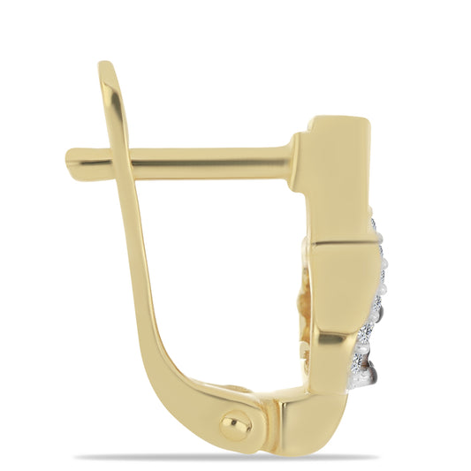 Pendientes de Plata Bañada en Oro con Diamante Azul y Zircón Blanco