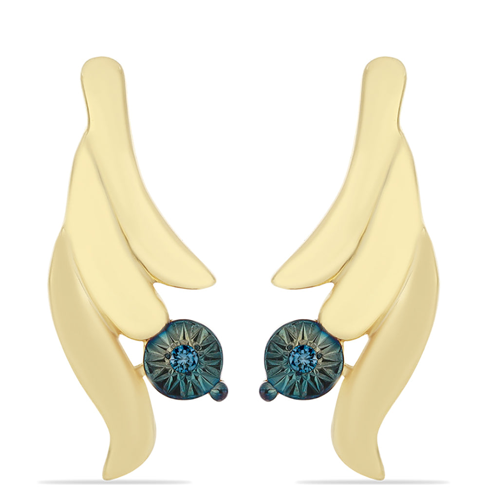 Pendientes de Plata Bañada en Oro con Diamante Azul 1 