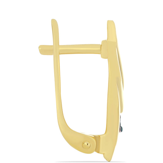 Pendientes de Plata Bañada en Oro con Diamante Azul