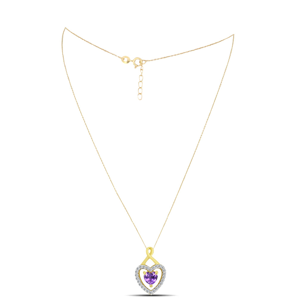 Collar de Plata Bañada en Oro con Amatista de Marruecos y Zircón Blanco 1 