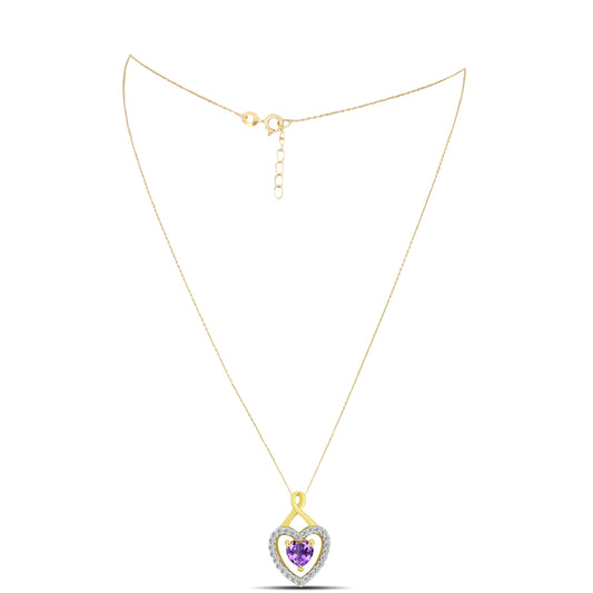 Collar de Plata Bañada en Oro con Amatista de Marruecos y Zircón Blanco