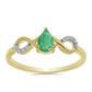 Anillo de Plata Bañada en Oro con Esmeralda de Brasil y Zircón Blanco