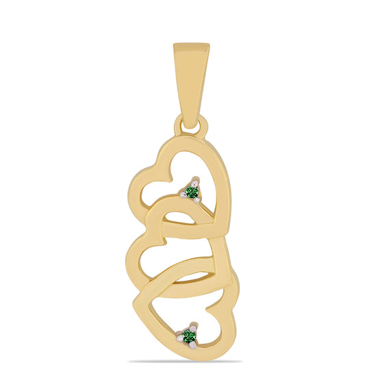 Colgante de Plata Bañada en Oro con Diamante Verde