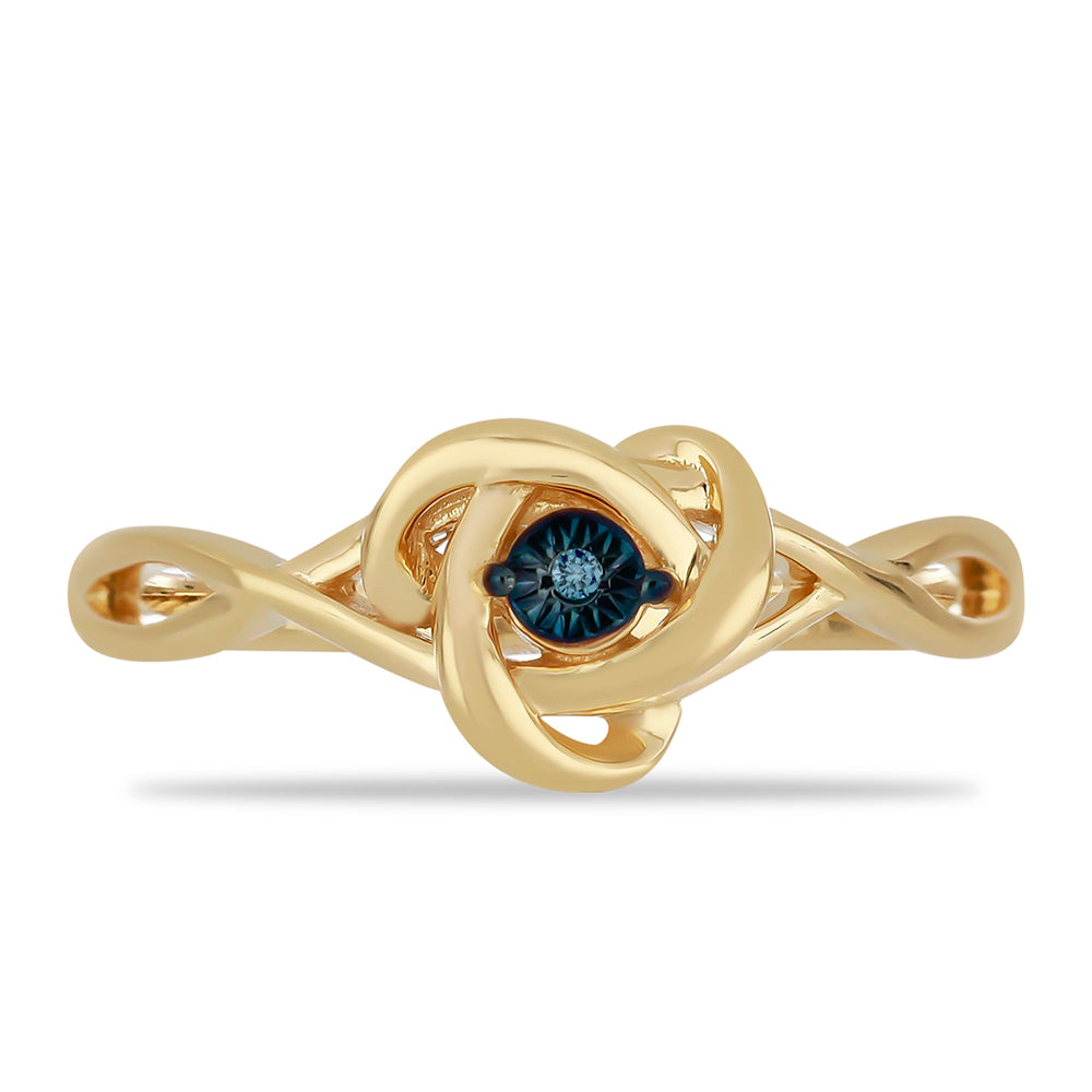 Anillo de Plata Bañada en Oro con Diamante Azul 1 