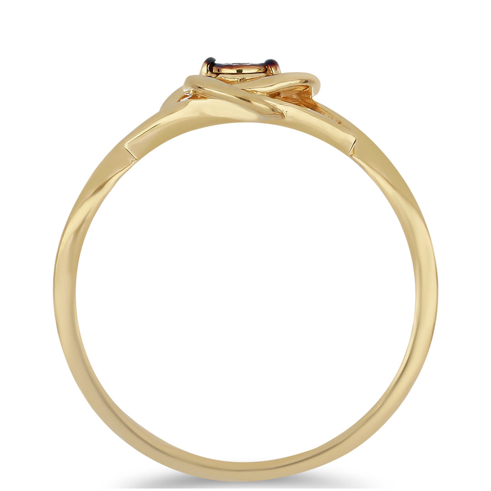 Anillo de Plata Bañada en Oro con Diamante Azul