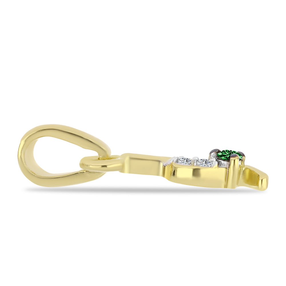 Colgante de Plata Bañada en Oro con Diamante Verde y Zircón Blanco 2 