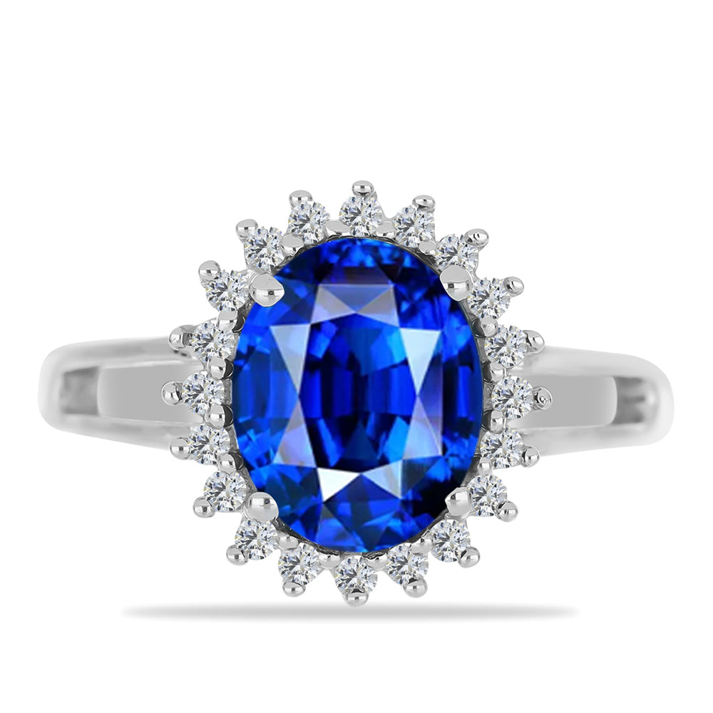 Anillo de Plata con Zafiro artificial y Zircón Blanco 1 