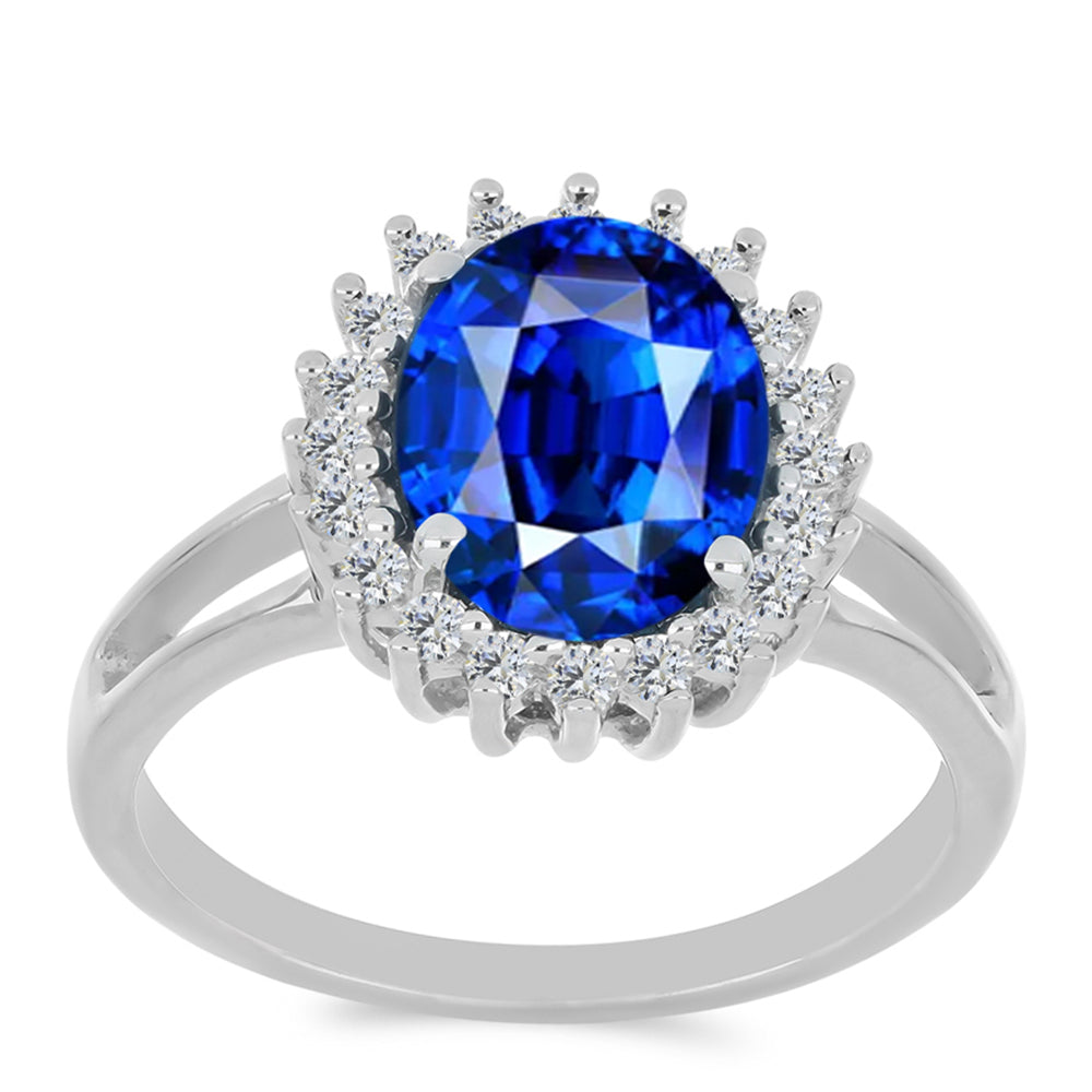 Anillo de Plata con Zafiro artificial y Zircón Blanco 3 