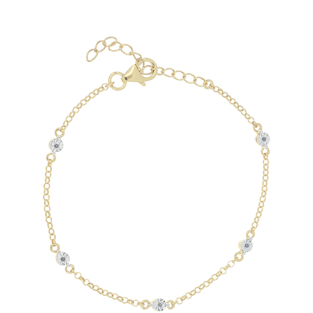 Pulsera de Plata Bañada en Oro con Diamante blanco
