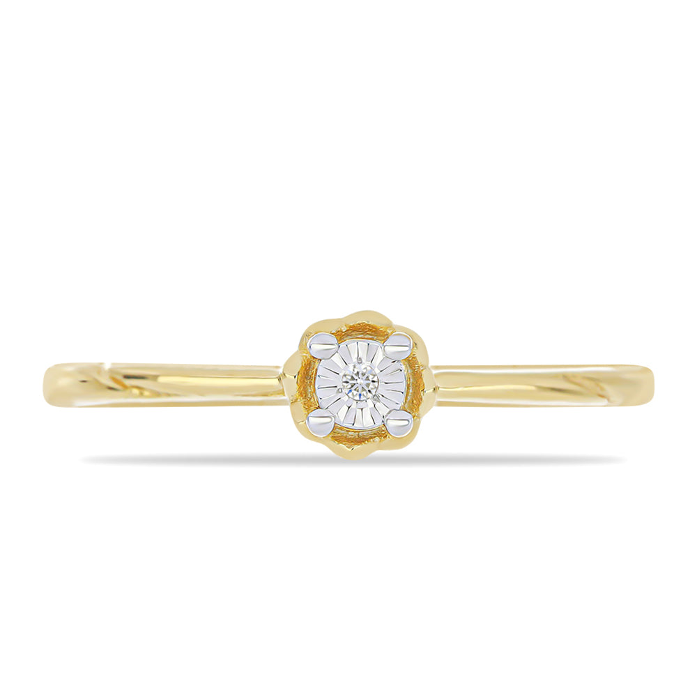 Anillo de Plata Bañada en Oro con Diamante blanco 1 