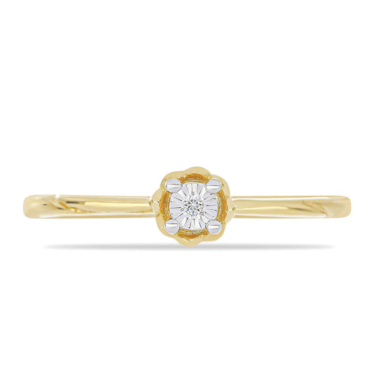 Anillo de Plata Bañada en Oro con Diamante blanco