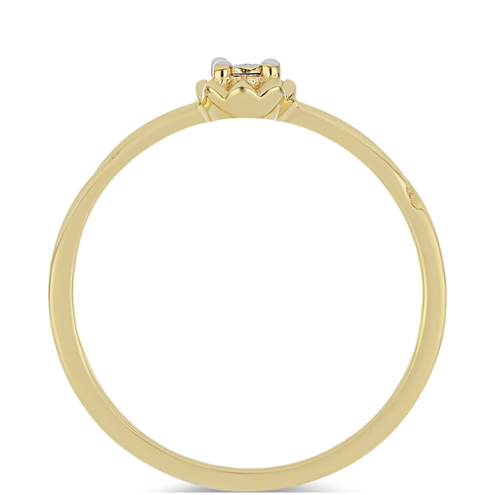 Anillo de Plata Bañada en Oro con Diamante blanco 2 