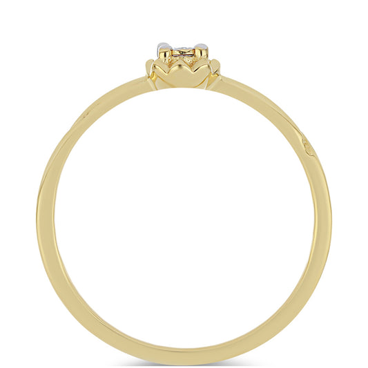 Anillo de Plata Bañada en Oro con Diamante blanco