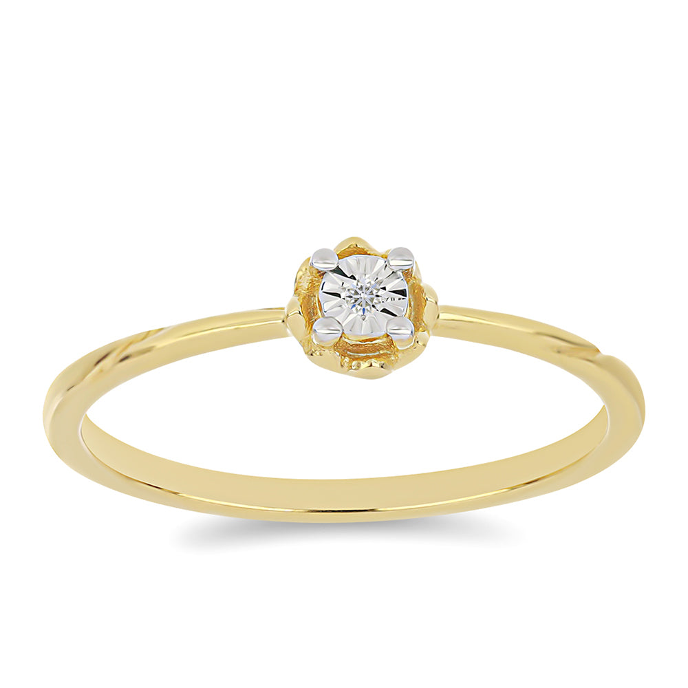Anillo de Plata Bañada en Oro con Diamante blanco 3 