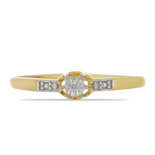 Anillo de Plata Bañada en Oro con Diamante blanco