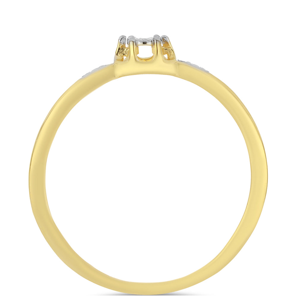 Anillo de Plata Bañada en Oro con Diamante blanco 2 