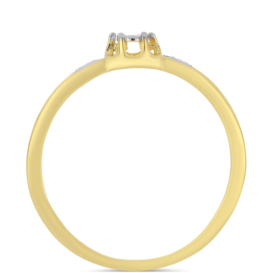 Anillo de Plata Bañada en Oro con Diamante blanco
