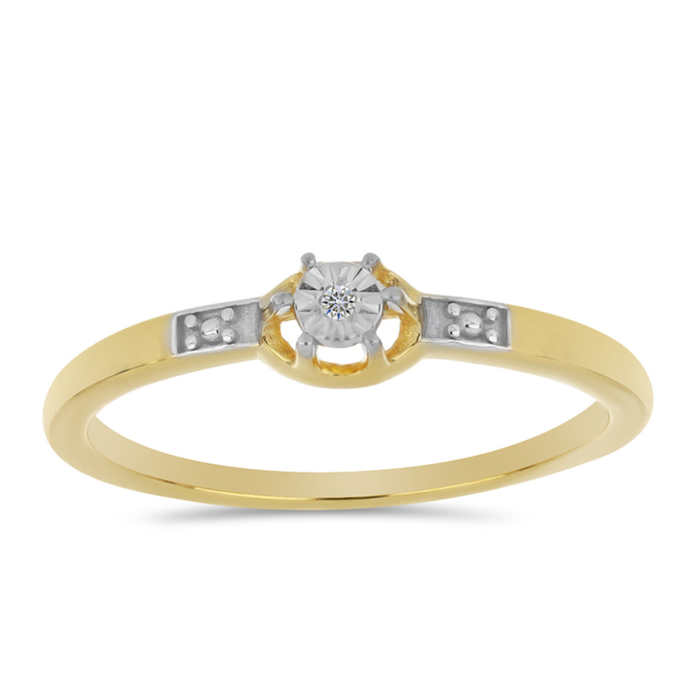 Anillo de Plata Bañada en Oro con Diamante blanco 3 
