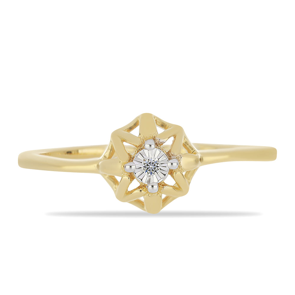Anillo de Plata Bañada en Oro con Diamante blanco 1 
