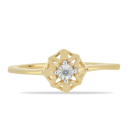 Anillo de Plata Bañada en Oro con Diamante blanco