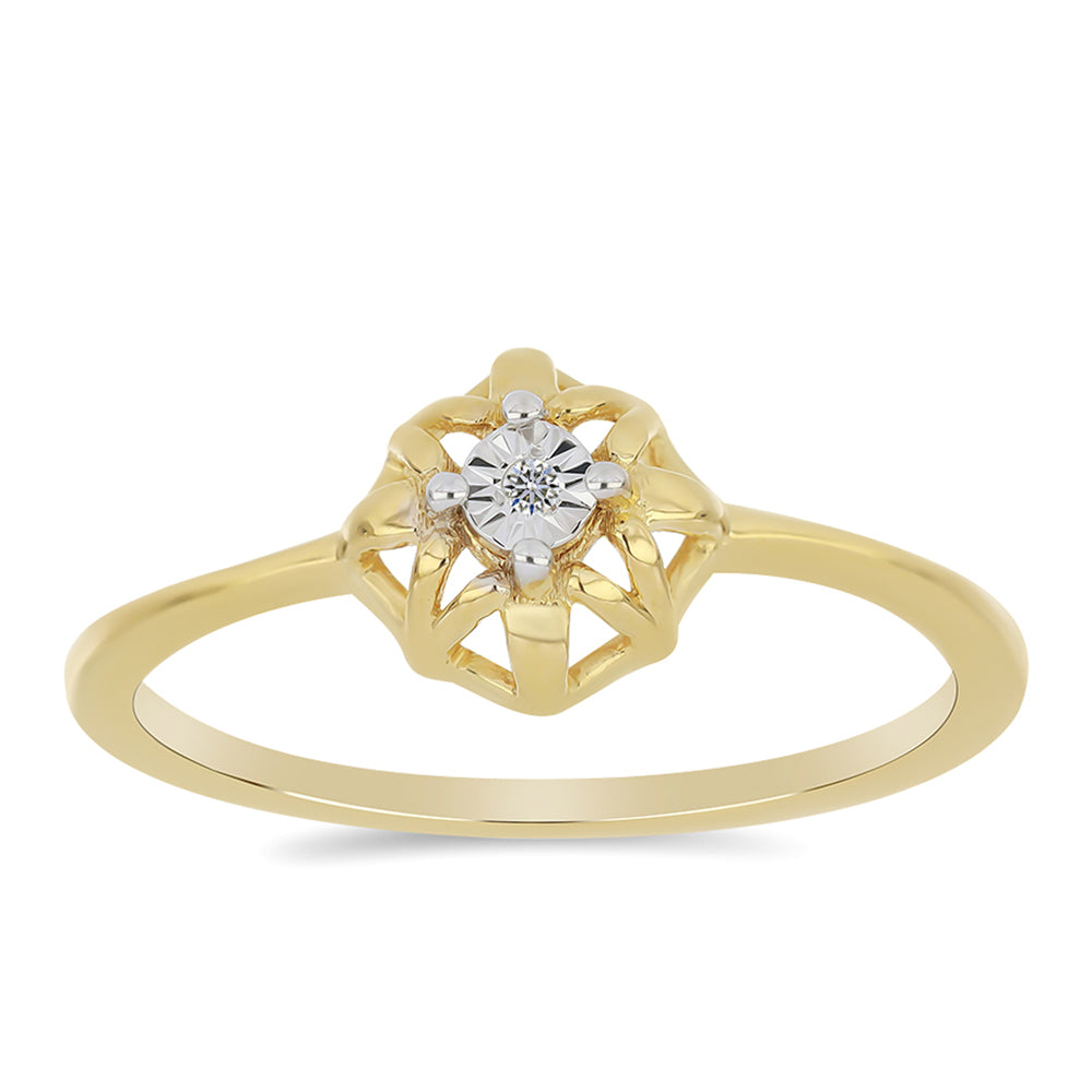 Anillo de Plata Bañada en Oro con Diamante blanco 3 