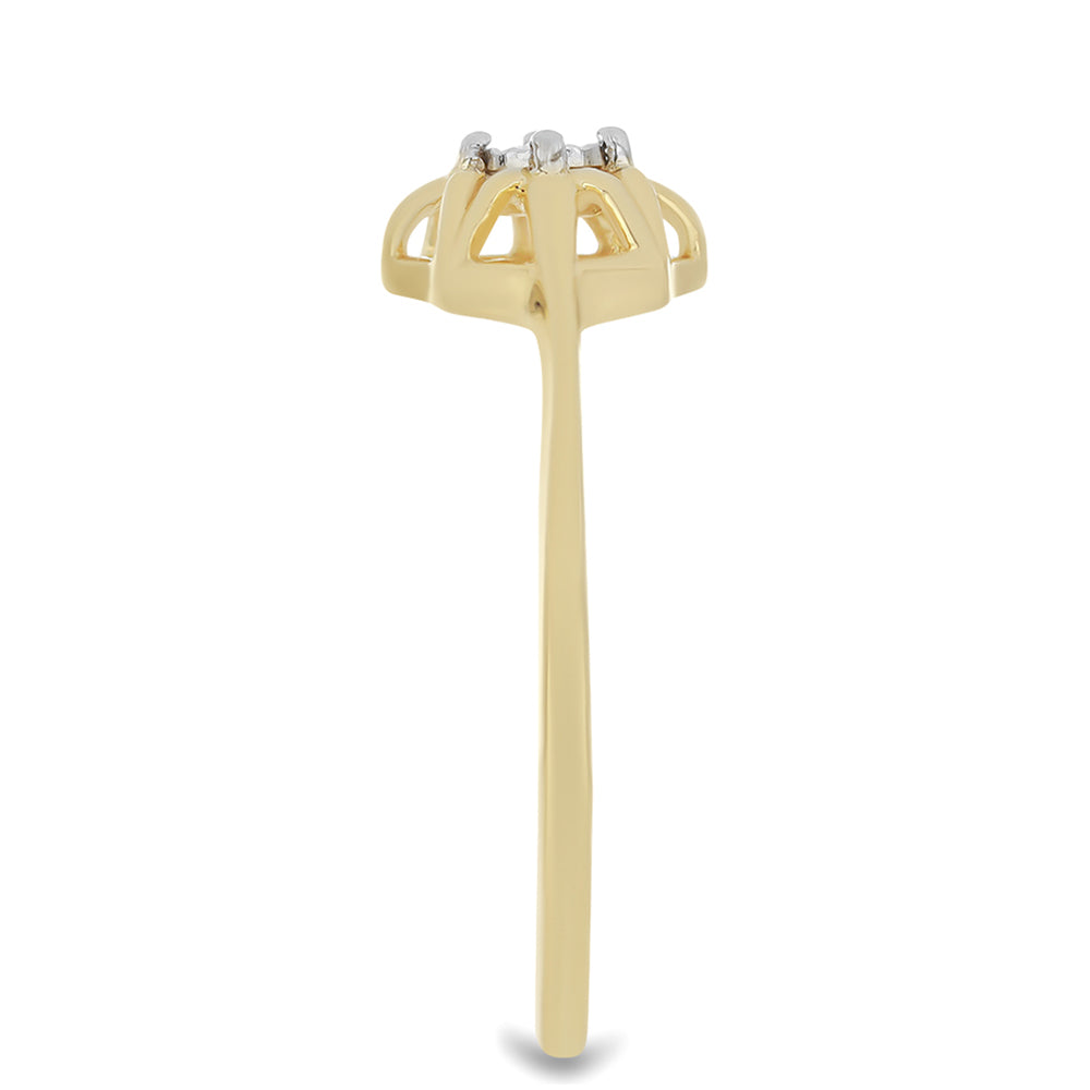 Anillo de Plata Bañada en Oro con Diamante blanco 4 