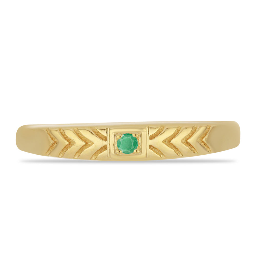 Anillo de Plata Bañada en Oro con Esmeralda de Brasil 1 