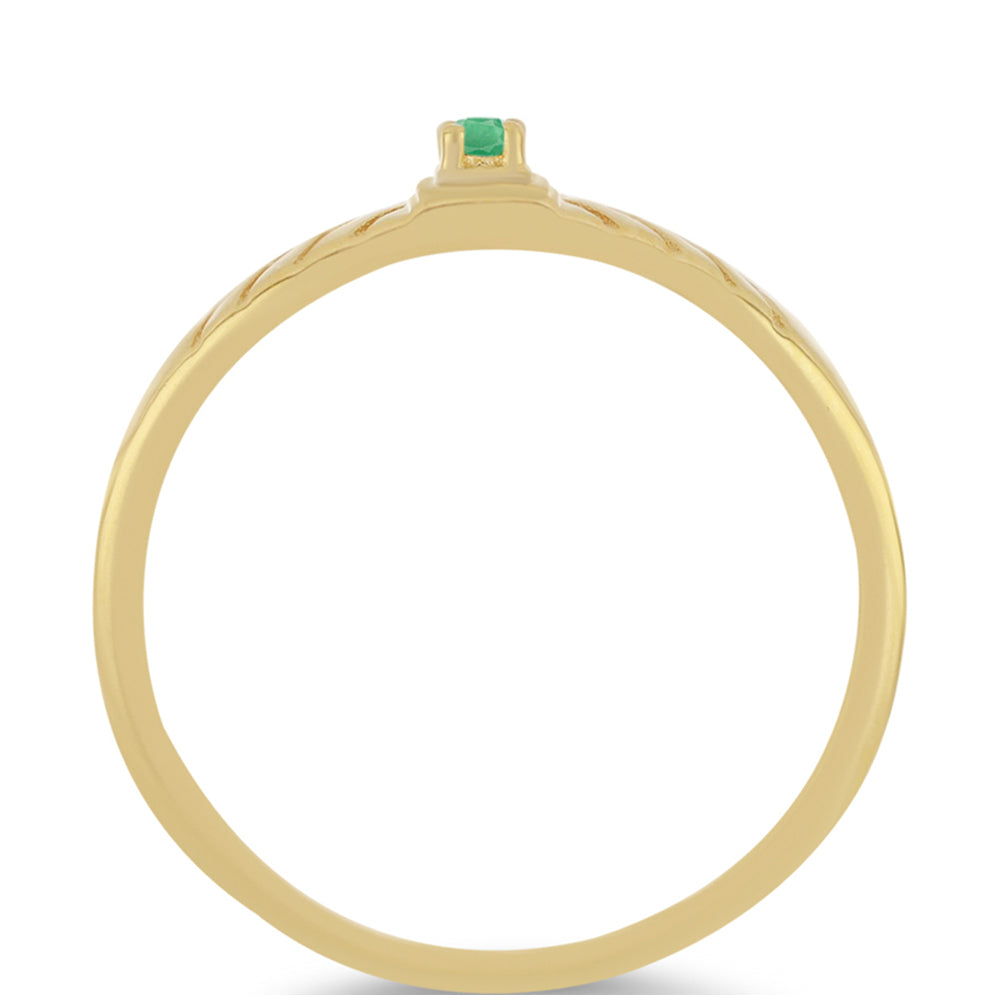 Anillo de Plata Bañada en Oro con Esmeralda de Brasil