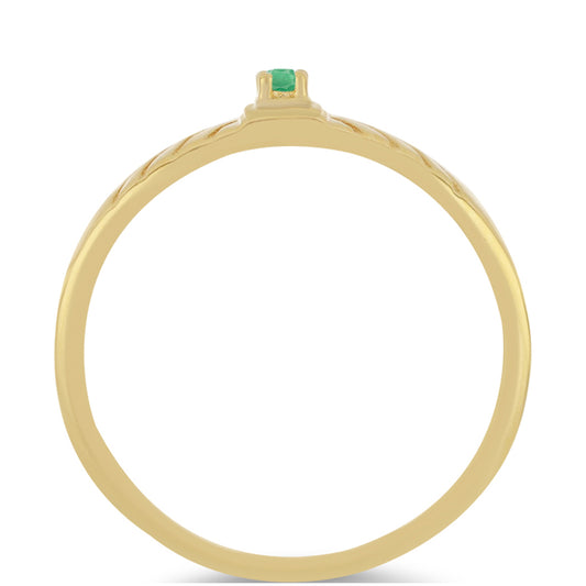 Anillo de Plata Bañada en Oro con Esmeralda de Brasil