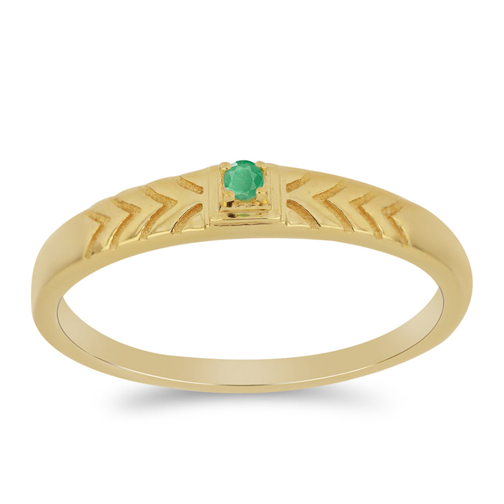 Anillo de Plata Bañada en Oro con Esmeralda de Brasil