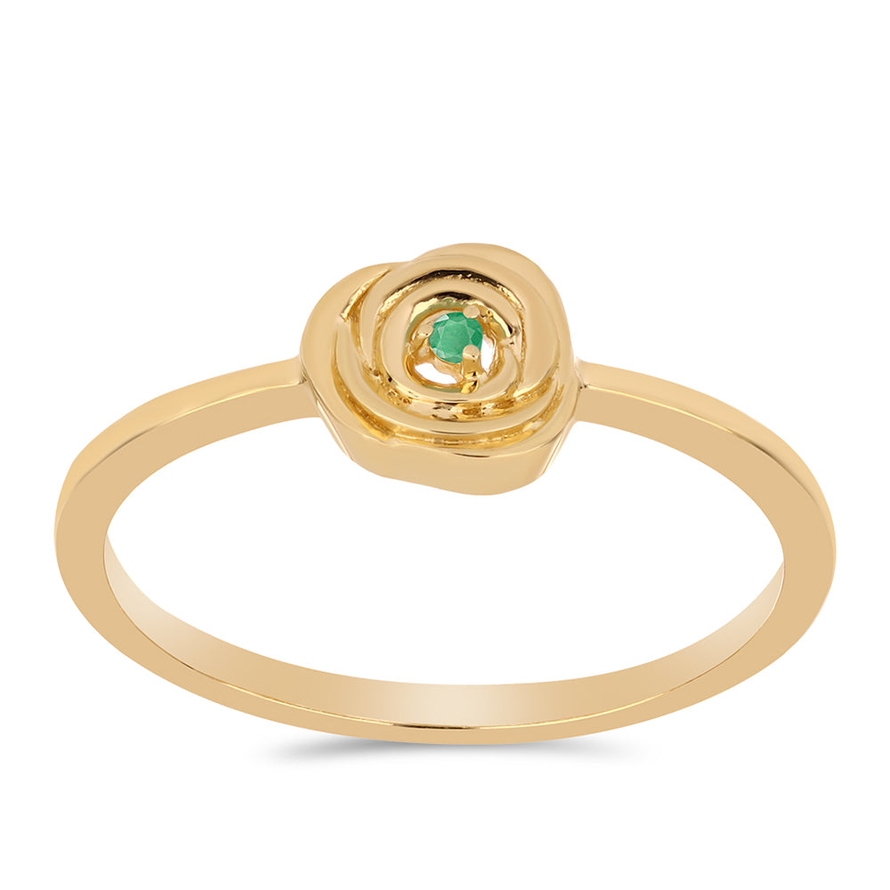 Anillo de Plata Bañada en Oro con Esmeralda de Brasil 3 