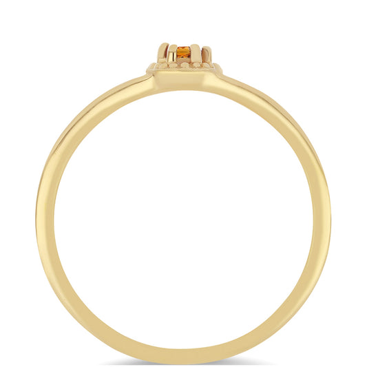 Anillo de Plata Bañada en Oro con Citrino de Madeira