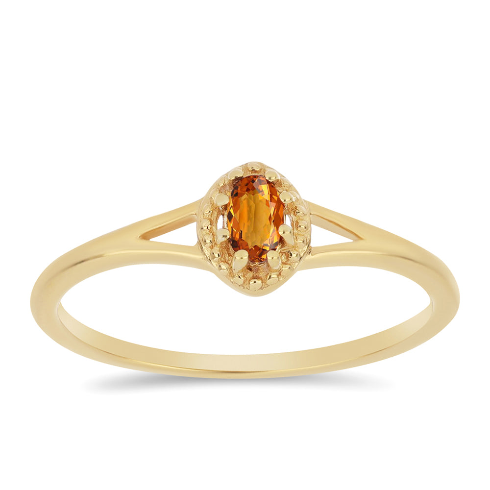 Anillo de Plata Bañada en Oro con Citrino de Madeira 3 
