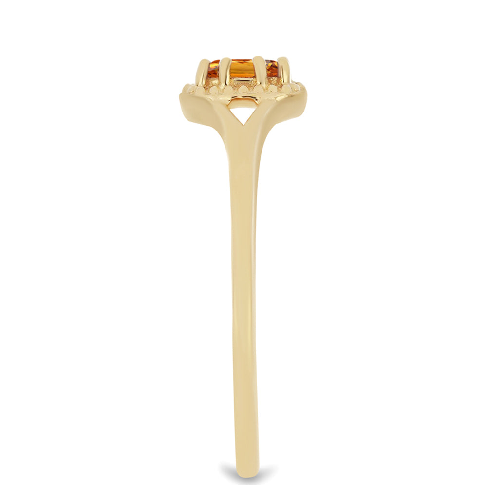 Anillo de Plata Bañada en Oro con Citrino de Madeira 4 